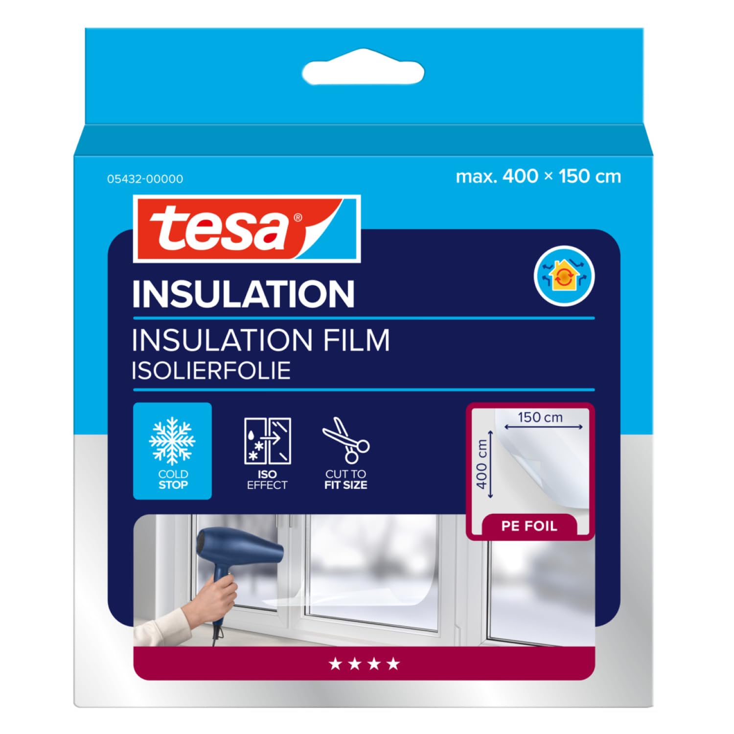 TESA — Film de survitrage isolant transparent 4 m x 1,5 m