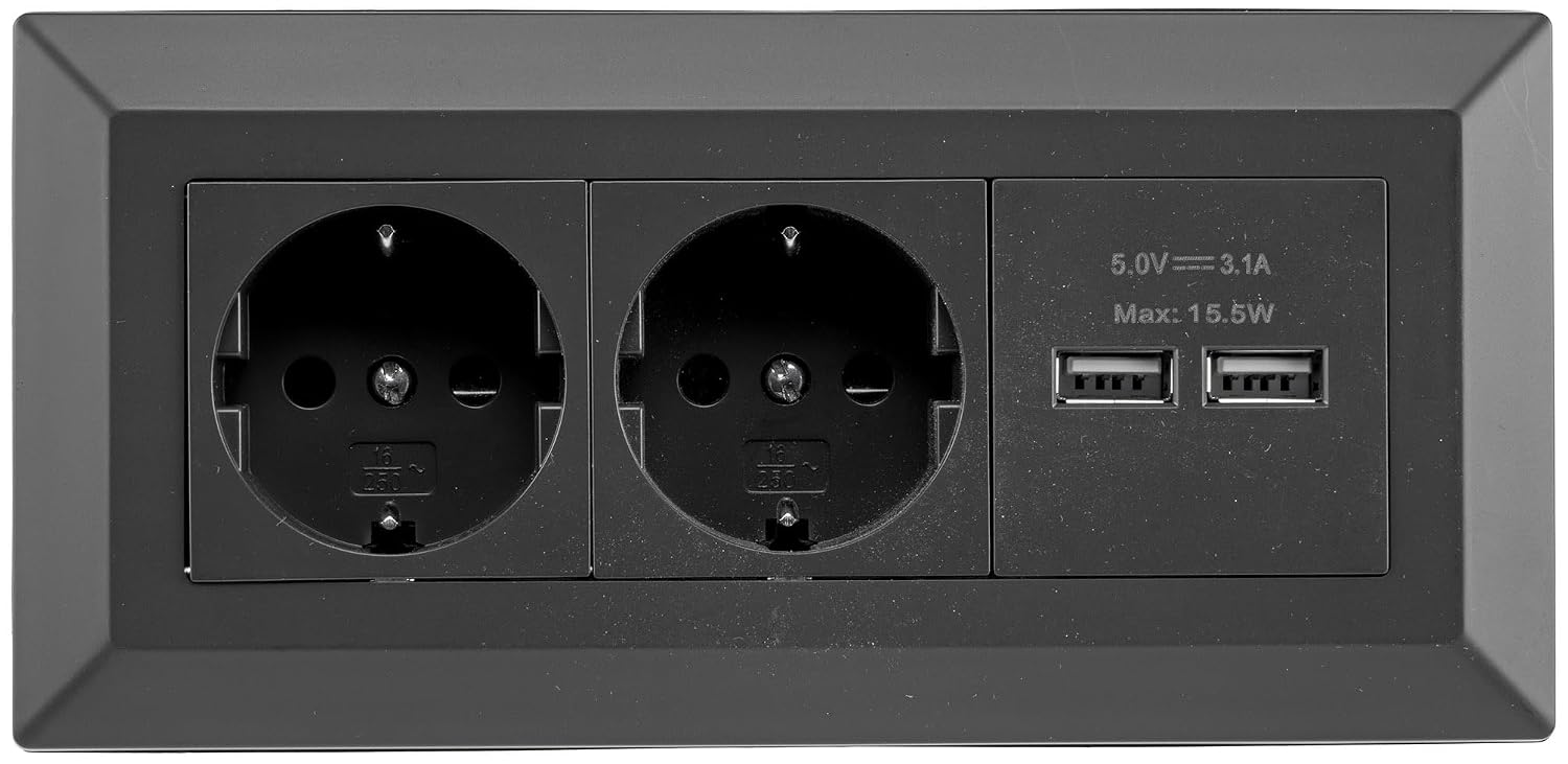 BLOC — Multiprise d'angle 2 prises et 2 ports USB-A Noir – Image 3