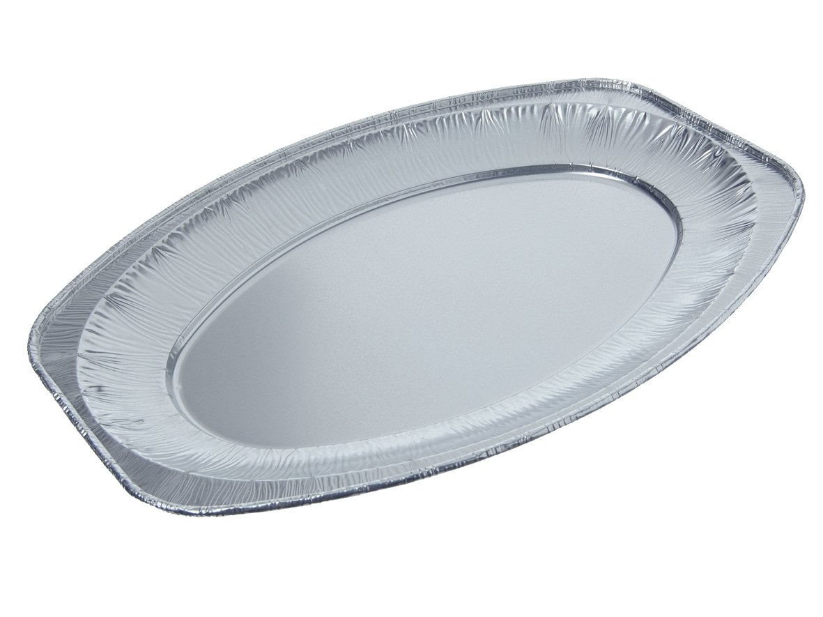 3 plateaux de service — aluminium ovales 44,5 x 29,5 cm