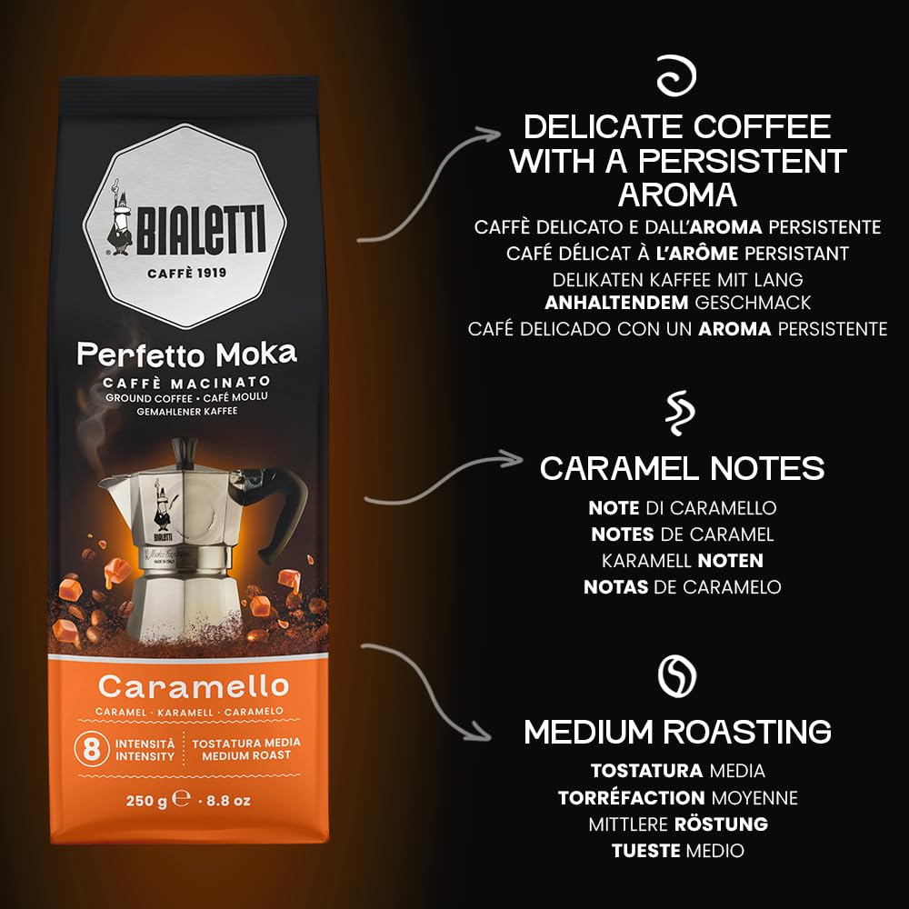 BIALETTI Perfetto Moka — Café Moulu Arôme Caramel 250 g – Image 4