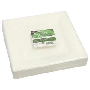 PAPSTAR Pure — Lot de 50 assiettes carrées 26 x 26 cm