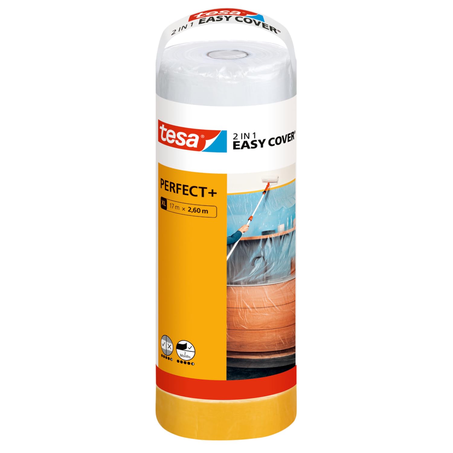 TESA Easy Cover Perfect+ — Ruban de masquage avec film 17 m x 2,60 m