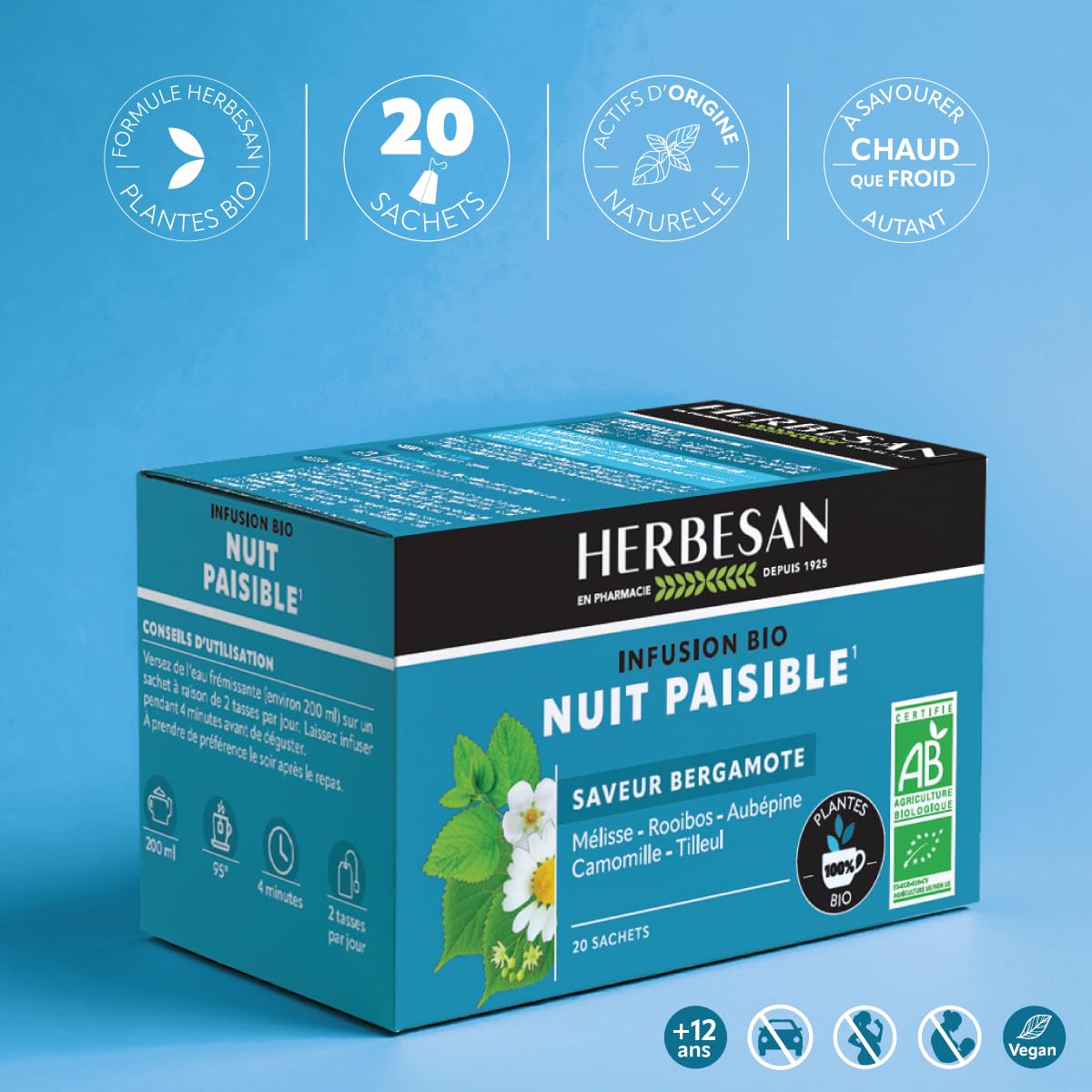 HERBESAN — Infusion Nuit Paisible Bio 20 sachets – Image 4