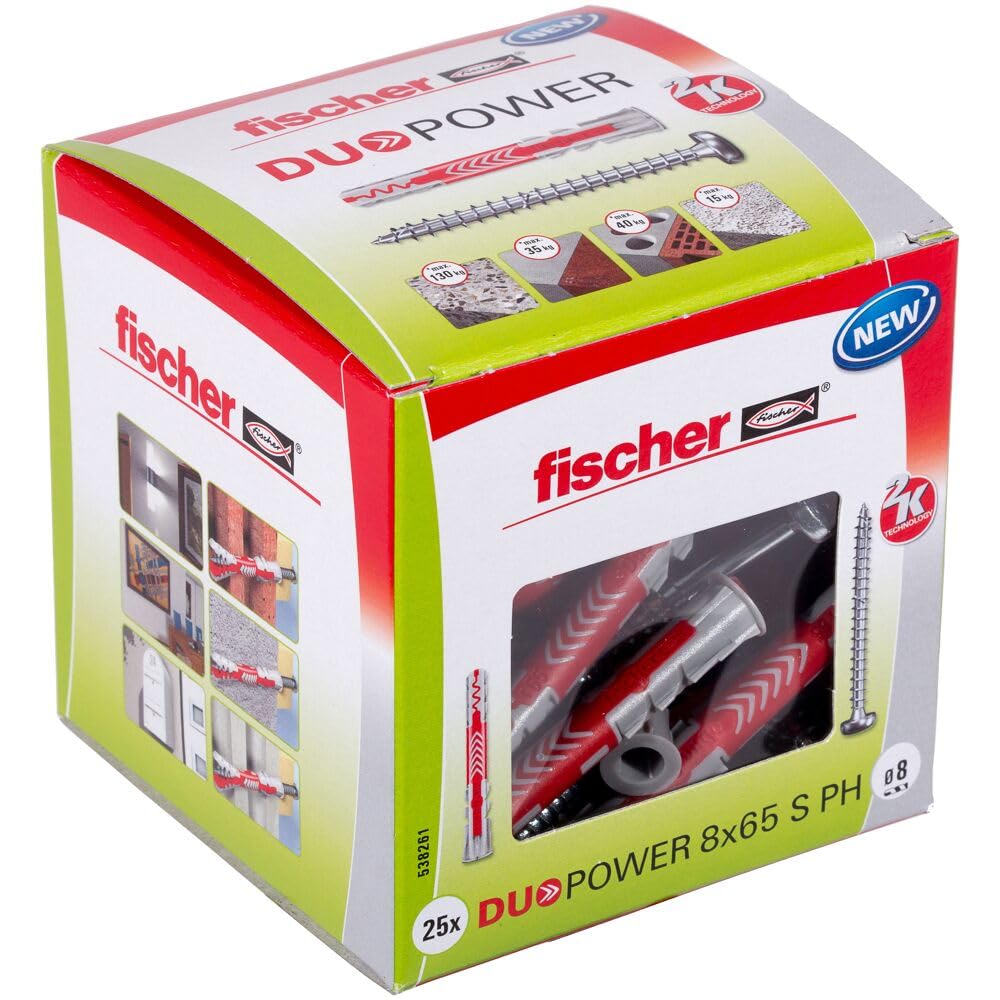 FISCHER DUOPOWER — Boîte de 25 chevilles 8 x 65 mm