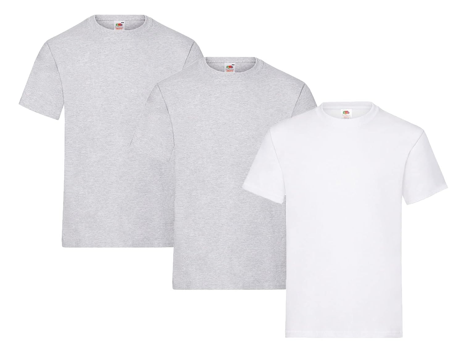 Fruit of the Loom Lot de 3 t-shirts pour homme Taille XXL (2 x gris, 1 x blanc) Avec 1 bloc-notes HL Kauf – Image 6