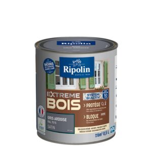 RIPOLIN — Peinture bois intérieur/extérieur satin 0,5 L Gris bouleau