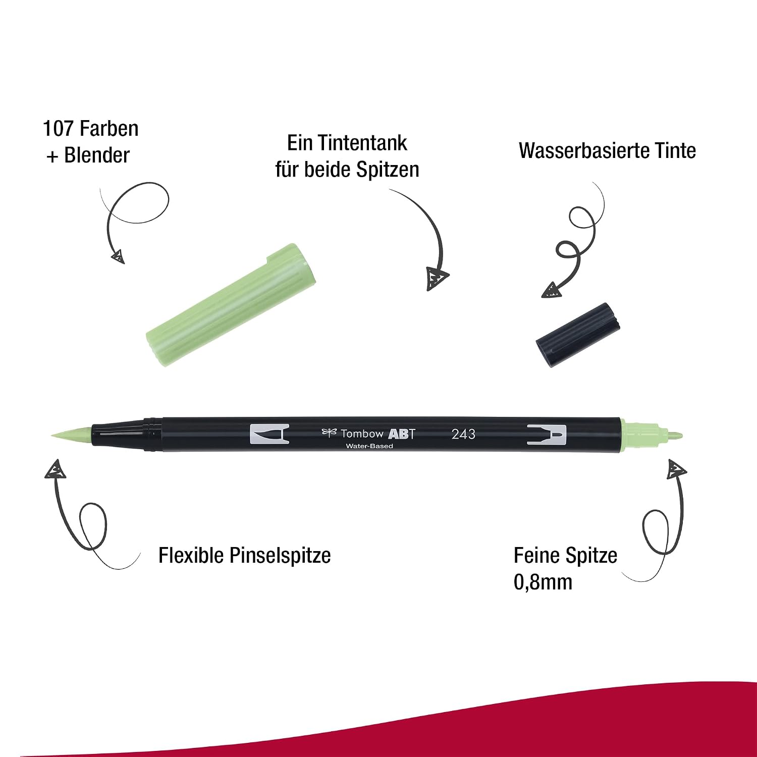 TOMBOW ABT-243 — Feutre pinceau à 2 pointes Mint – Image 51