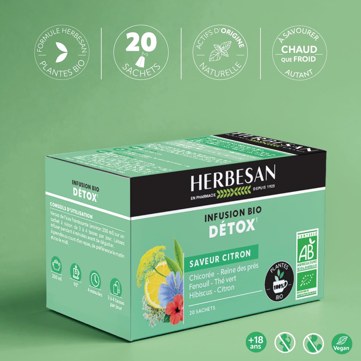 HERBESAN — Infusion Détox Bio Citron 20 sachets – Image 4