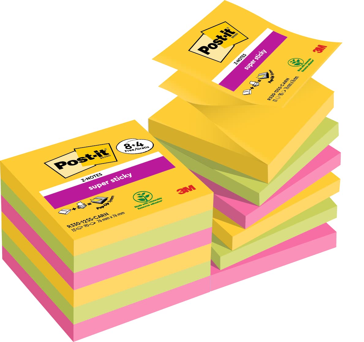 POST-IT Z-Notes Super Sticky — Pack 12 Blocs 76 x 76 mm – Image 3