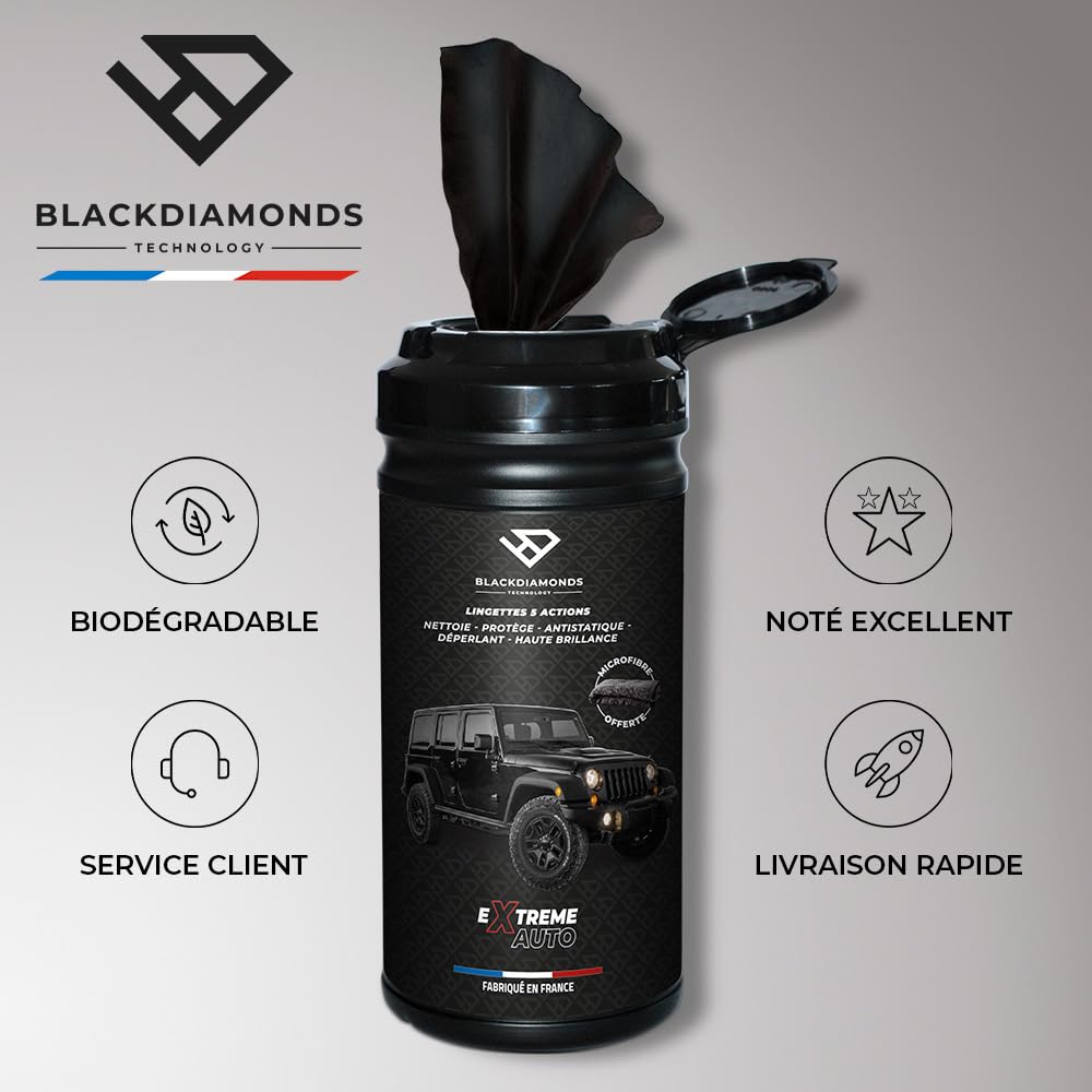 BLACKDIAMONDS — Lingettes nettoyantes voiture 80 lingettes – Image 3