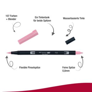 Alternative view of TOMBOW ABT-723 — Feutre pinceau à 2 pointes Rose