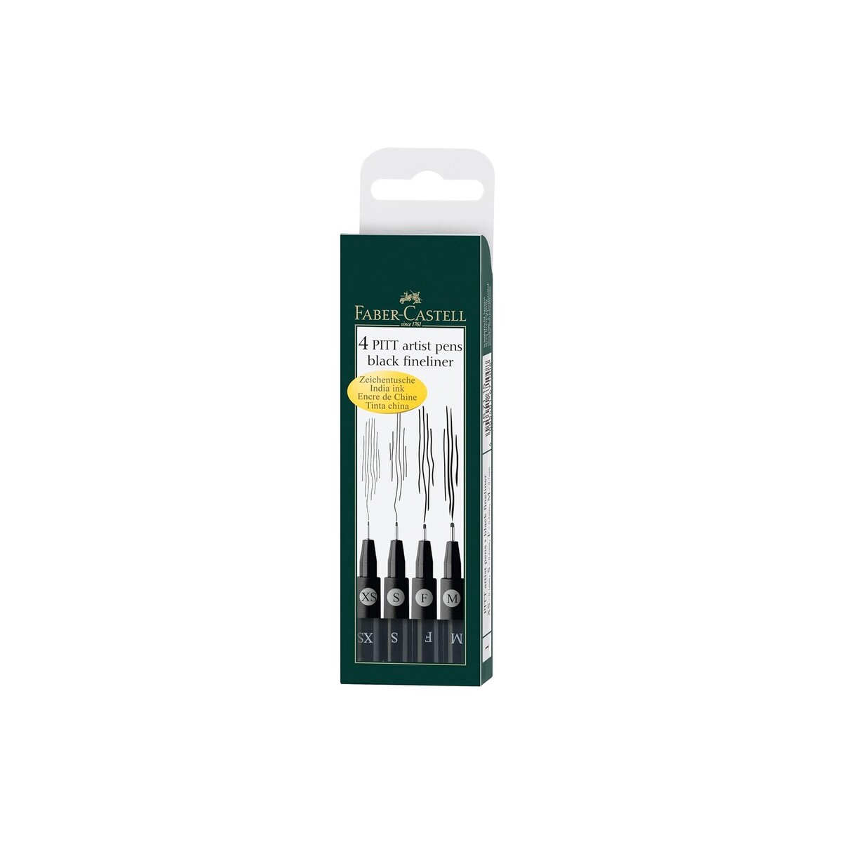 FABER-CASTELL Pitt Artist Pen — Lot de 4 Feutres noirs