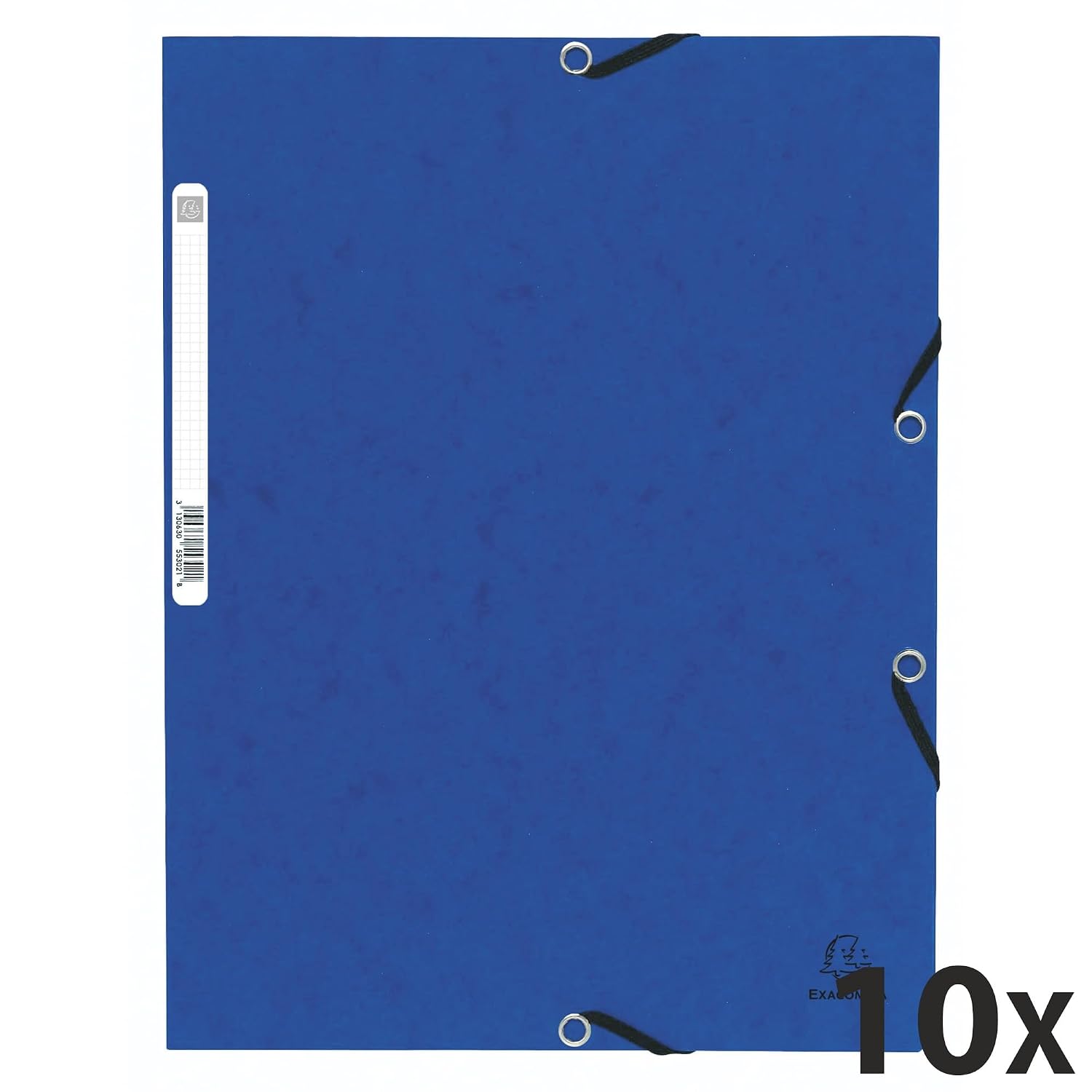 Exacompta - Réf. 55302E - Paquet de 10 chemises à élastiques - pochettes 3 rabats - en carte lustrée 355 g/m2 - dimensions 24 x 32 cm pour documents au format A4 - couleur bleu – Image 23
