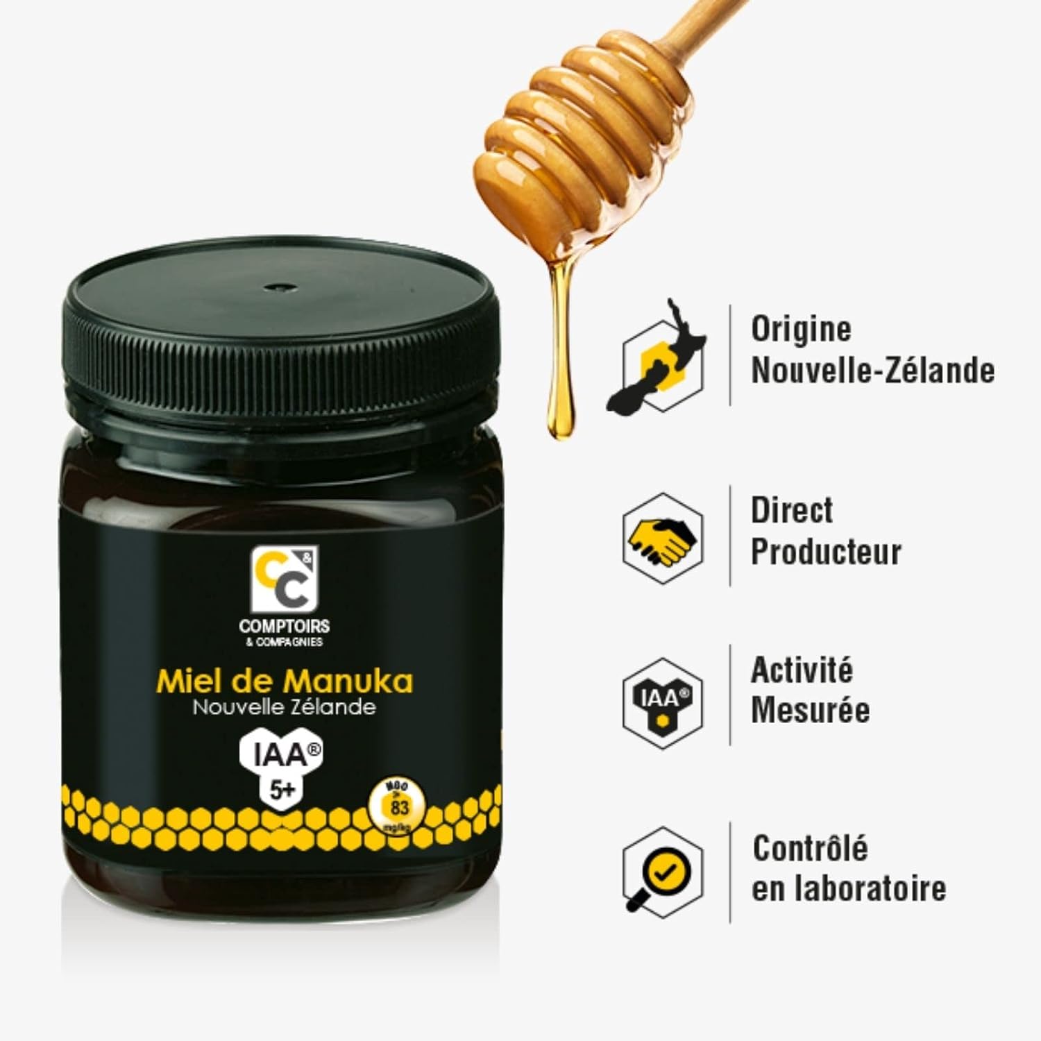 COMPTOIRS ET COMPAGNIES — Miel de Manuka Actif IAA5+ 250g – Image 6