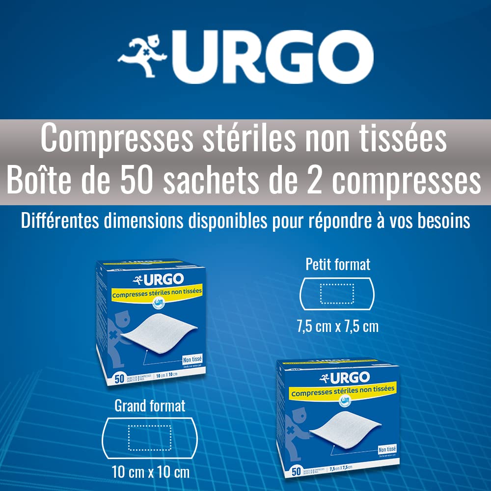 URGO — Compresses stériles non tissées 7,5 x 7,5 cm x50 – Image 3
