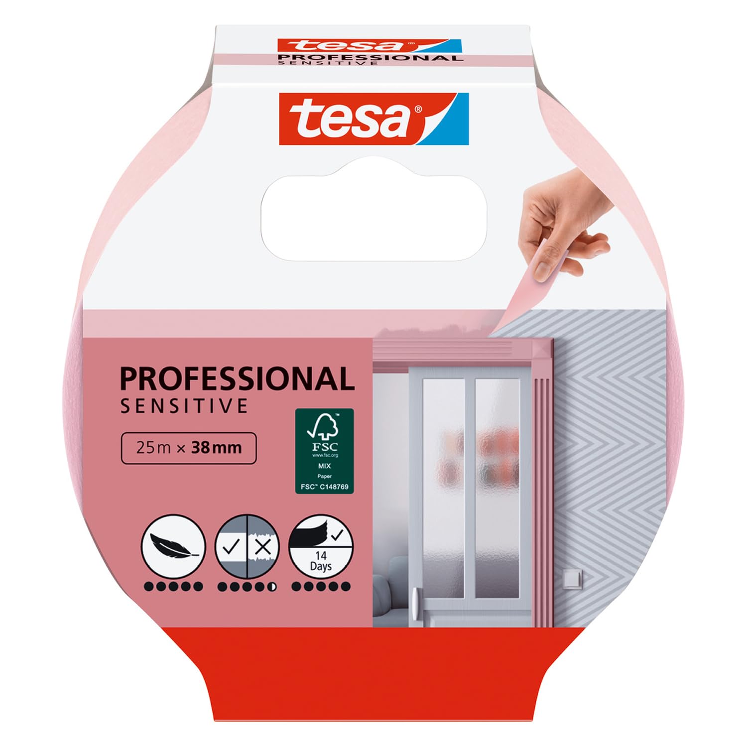TESA — Ruban de masquage 25 m x 38 mm rose