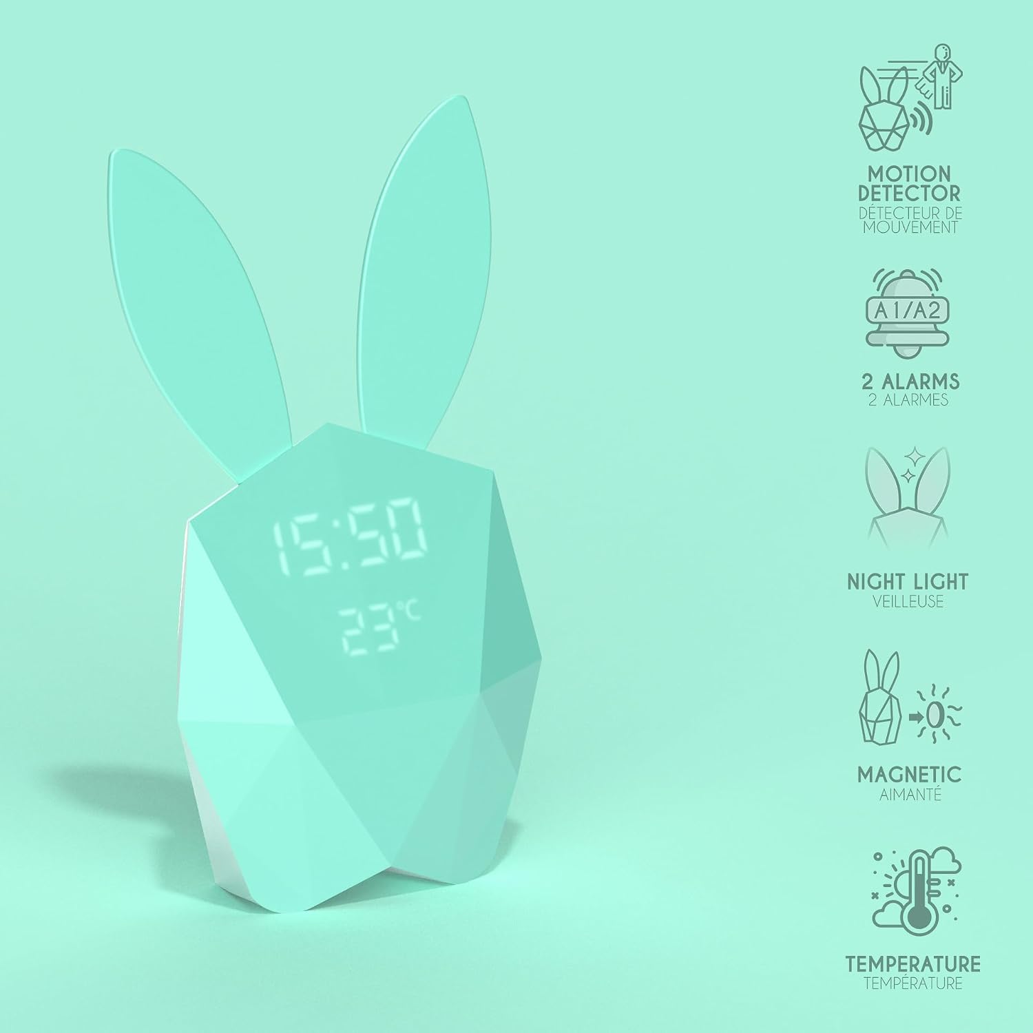 MOB Cutie Clock Connect — Réveil connecté veilleuse turquoise – Image 4