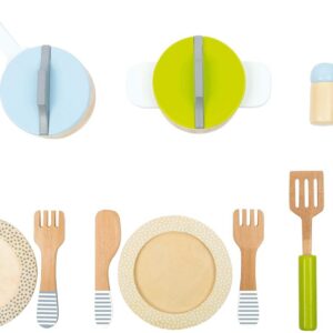 Alternative view of SMALL FOOT — Service de table et casseroles en bois, 15 pièces