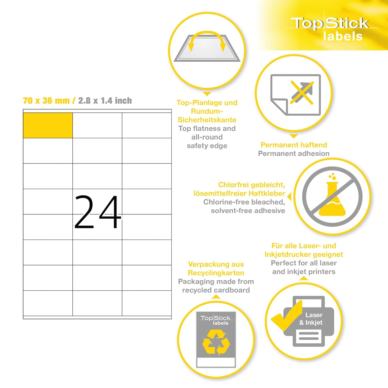 TOPSTICK — Pochette de 2400 étiquettes d'adressage 70 x 36 mm – Image 6