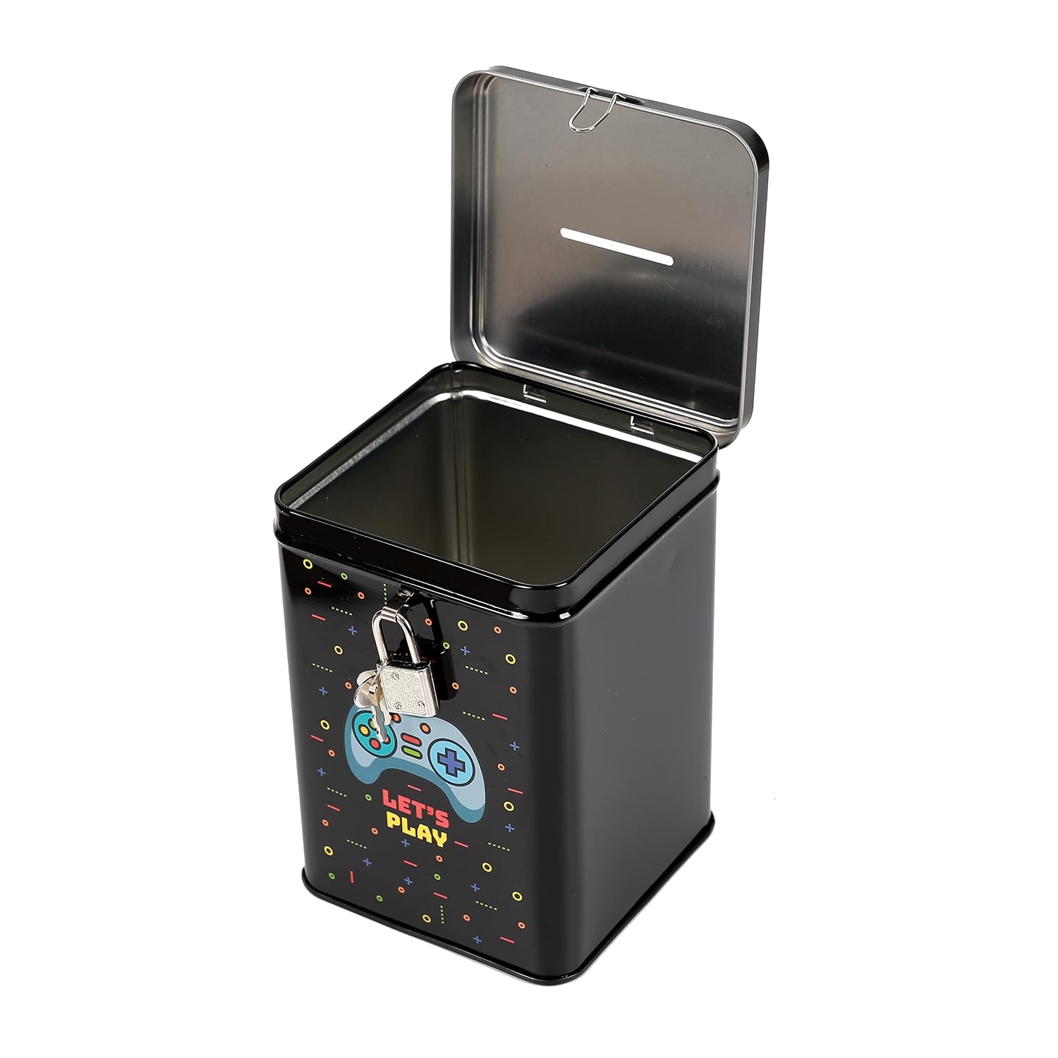 I-TOTAL — Tirelire en métal avec cadenas et clé – Image 3