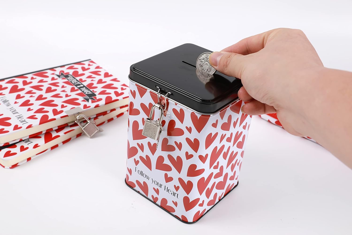 I-TOTAL — Tirelire en métal avec cadenas Follow Your Heart – Image 5