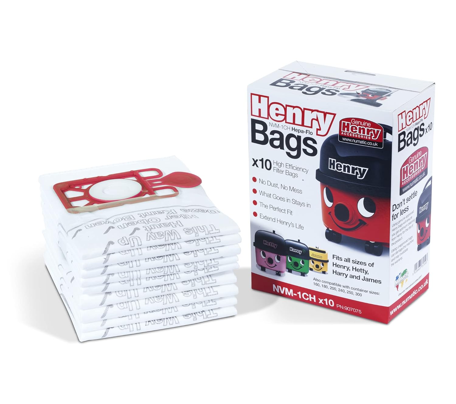 Henry NVM-1CH/907075 HepaFlo Lot de 10 sacs d'aspirateur