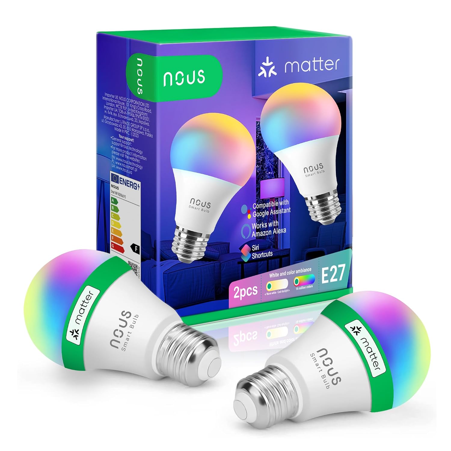 NOUS P3 — Ampoule LED Connectée E27 RGB Dimmable