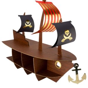 PRÉSENTOIR — Bateau pirate doré 46,5 x 40 x 20 cm
