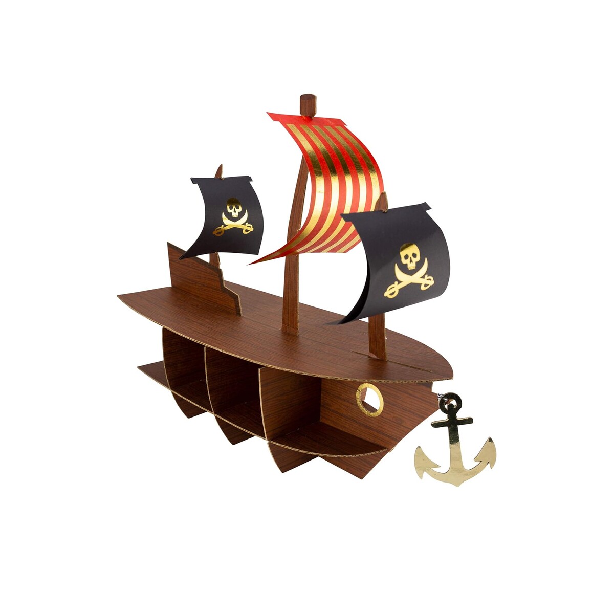 PRÉSENTOIR — Bateau pirate doré 46,5 x 40 x 20 cm