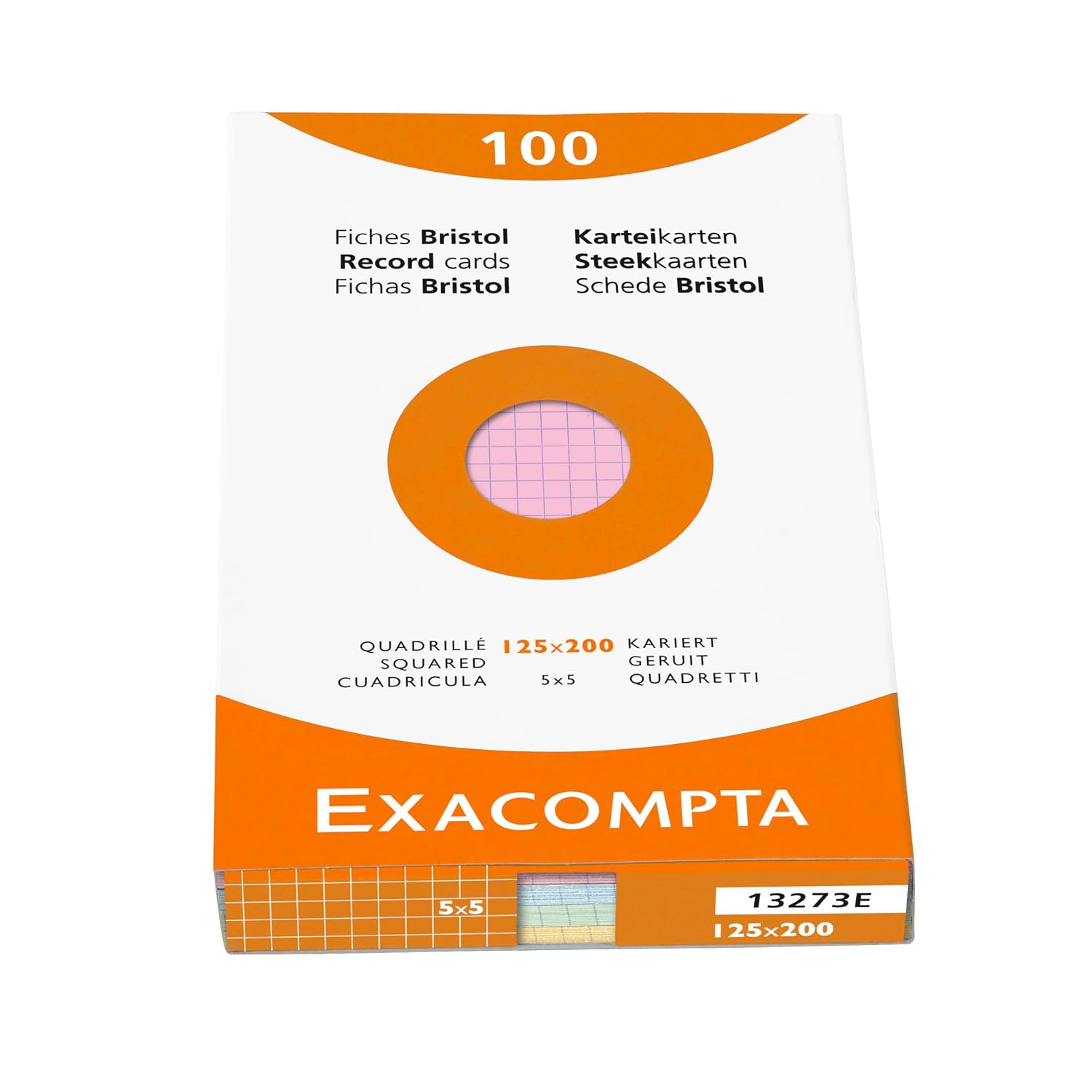 Exacompta - Réf. 13273E - Étui de 100 fiches bristol quadrillées 5x5 non perforées - format 125 x 200 mm - compatibles avec imprimante jet d'encre, laser et photocopieur - couleurs assorties – Image 9