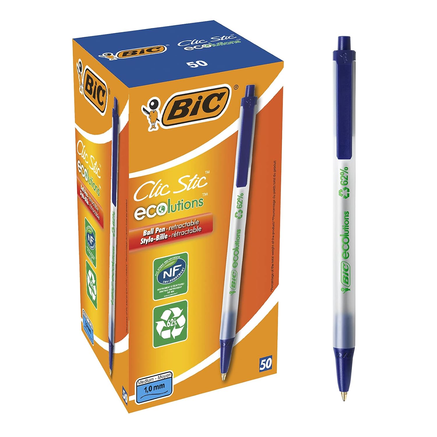 BIC ECOlutions Clic Stic — Boîte de 50 Stylos-Bille Bleus – Image 10