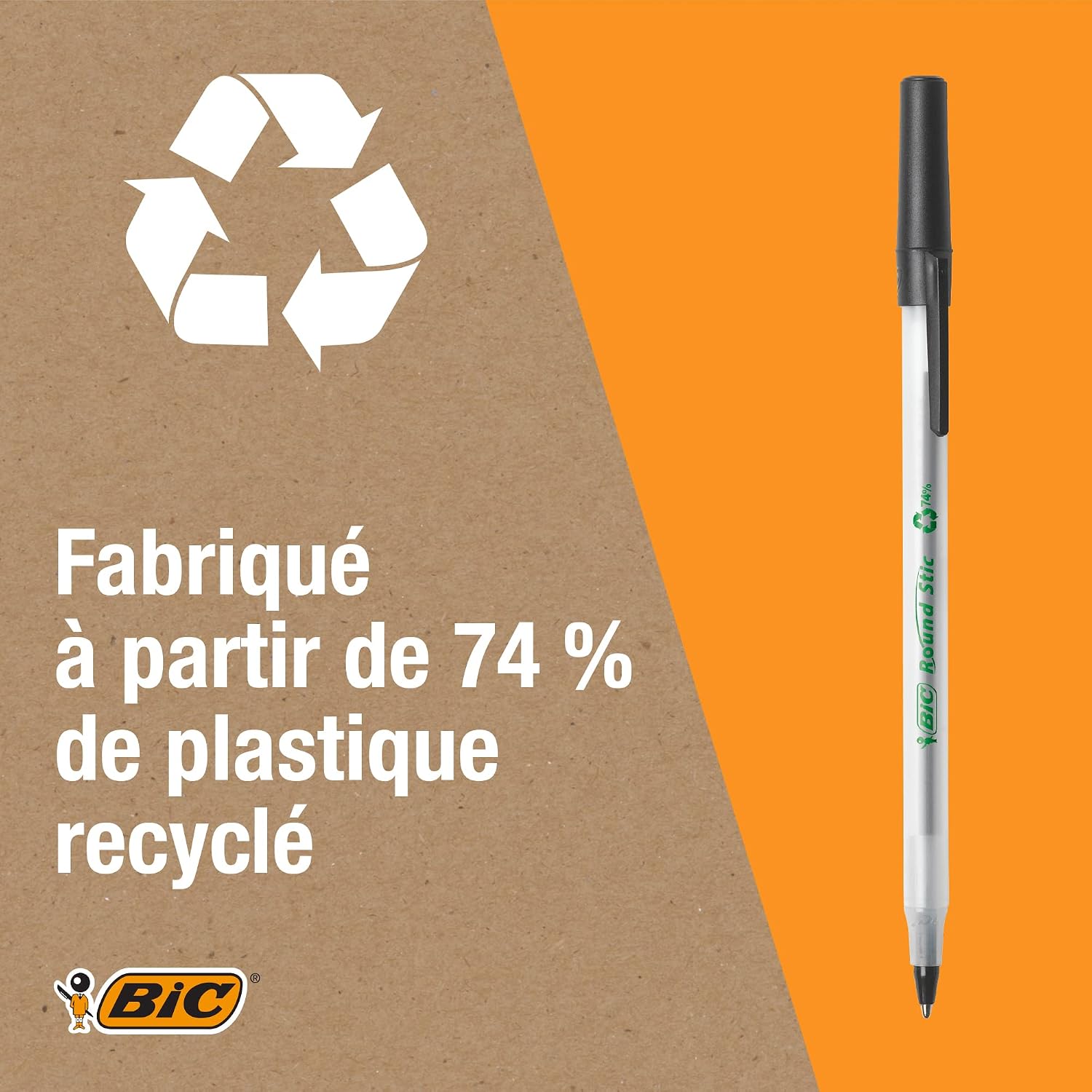 BIC Round Stic ECOlutions — Boîte de 60 Stylos-Bille Bleus – Image 5
