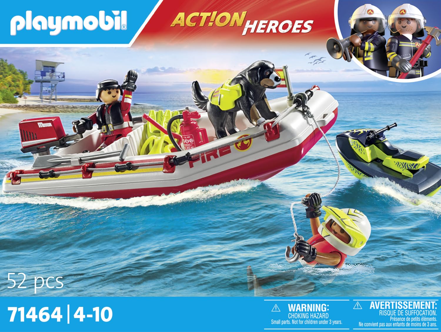 PLAYMOBIL 71464 — Bateau de pompier et scooter des mers – Image 4