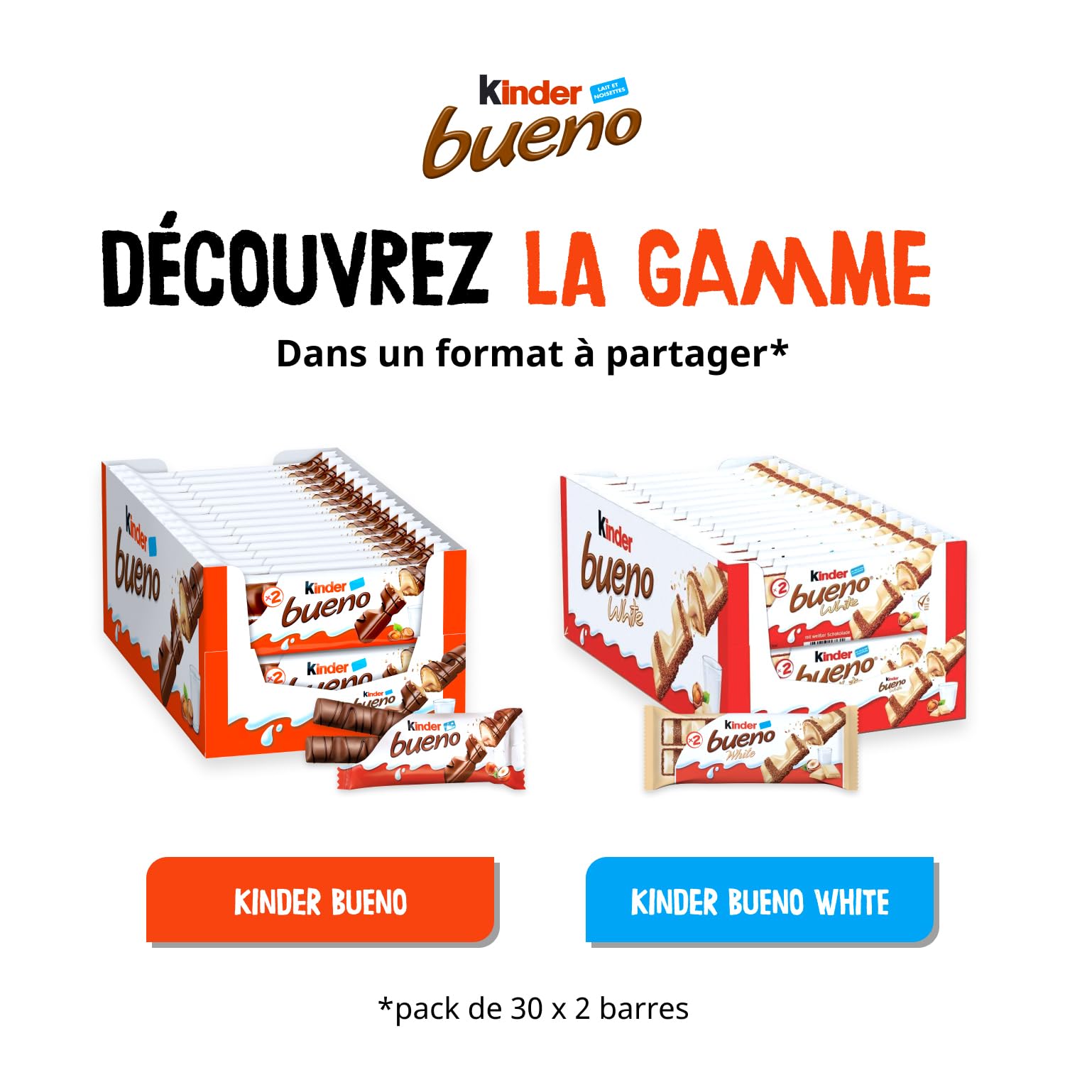 KINDER Bueno — Gaufrettes chocolat lait x30 2 barres 43g – Image 17