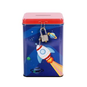 I-TOTAL — Tirelire en métal avec cadenas Space Adventure