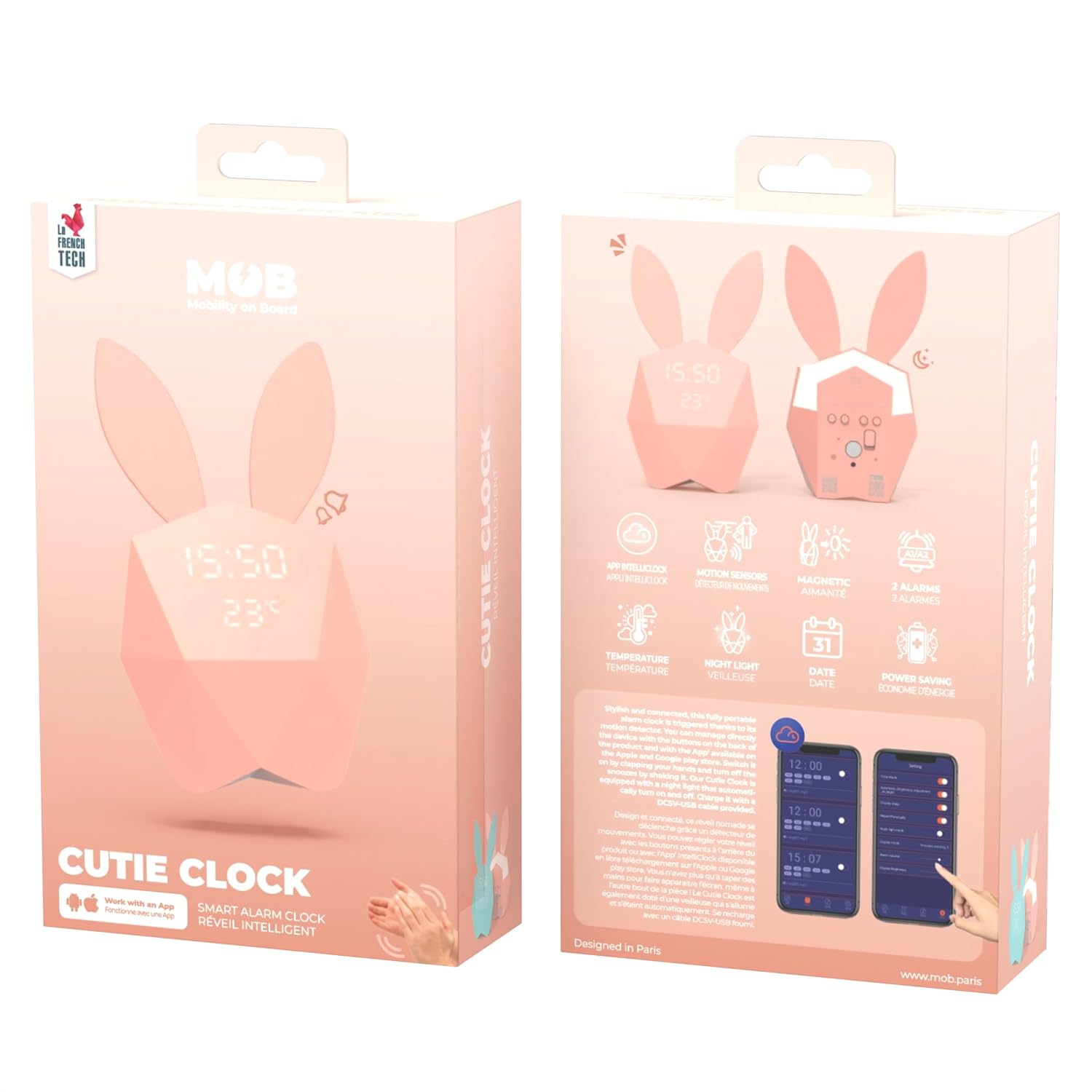 MOB Cutty Clock Connect — Réveil connecté lapin rose – Image 8
