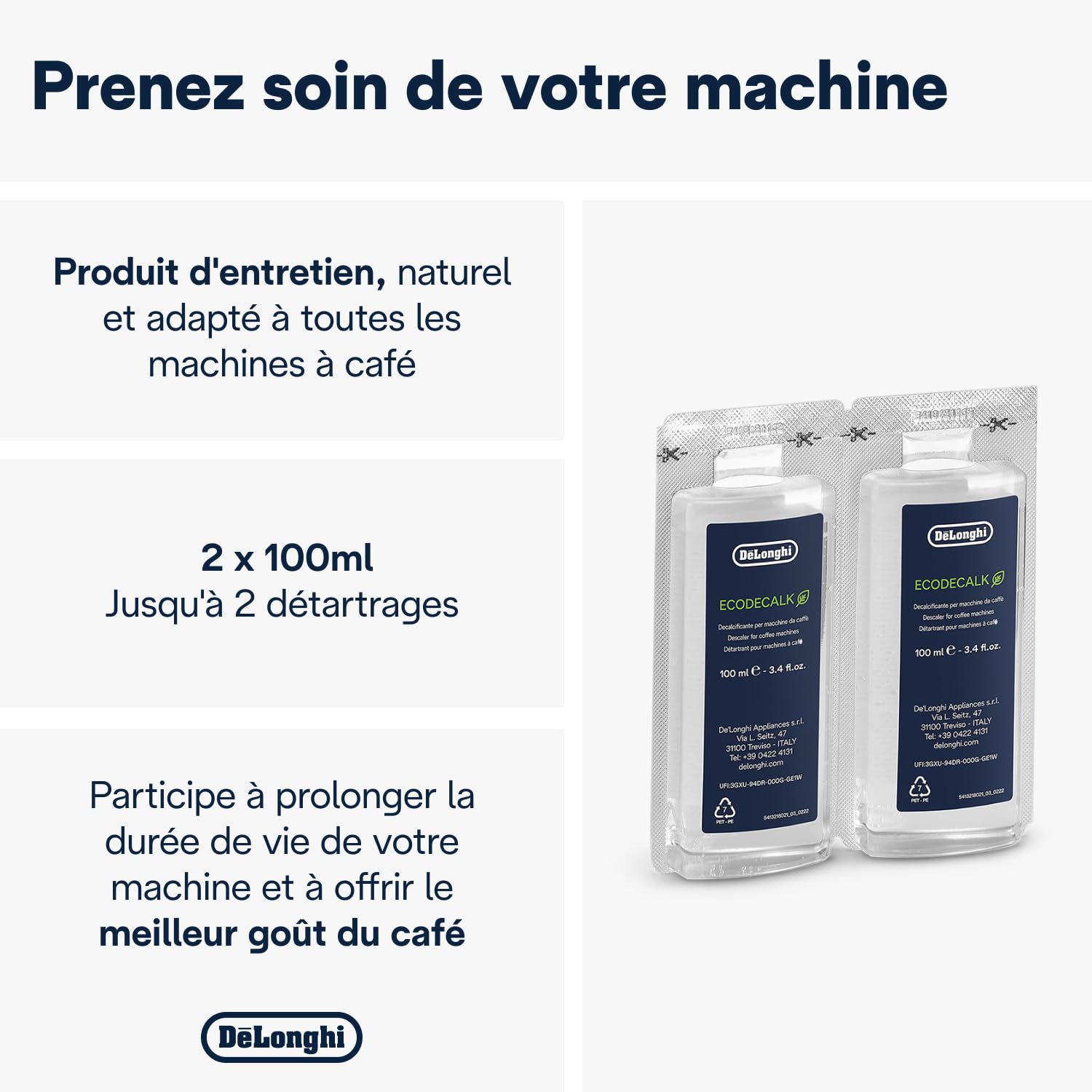De'Longhi EcoDecalk Mini DLSC200, Anticalcaire, Nokalk pour Machine a Café, 2 x 100 ml, Marron – Image 18