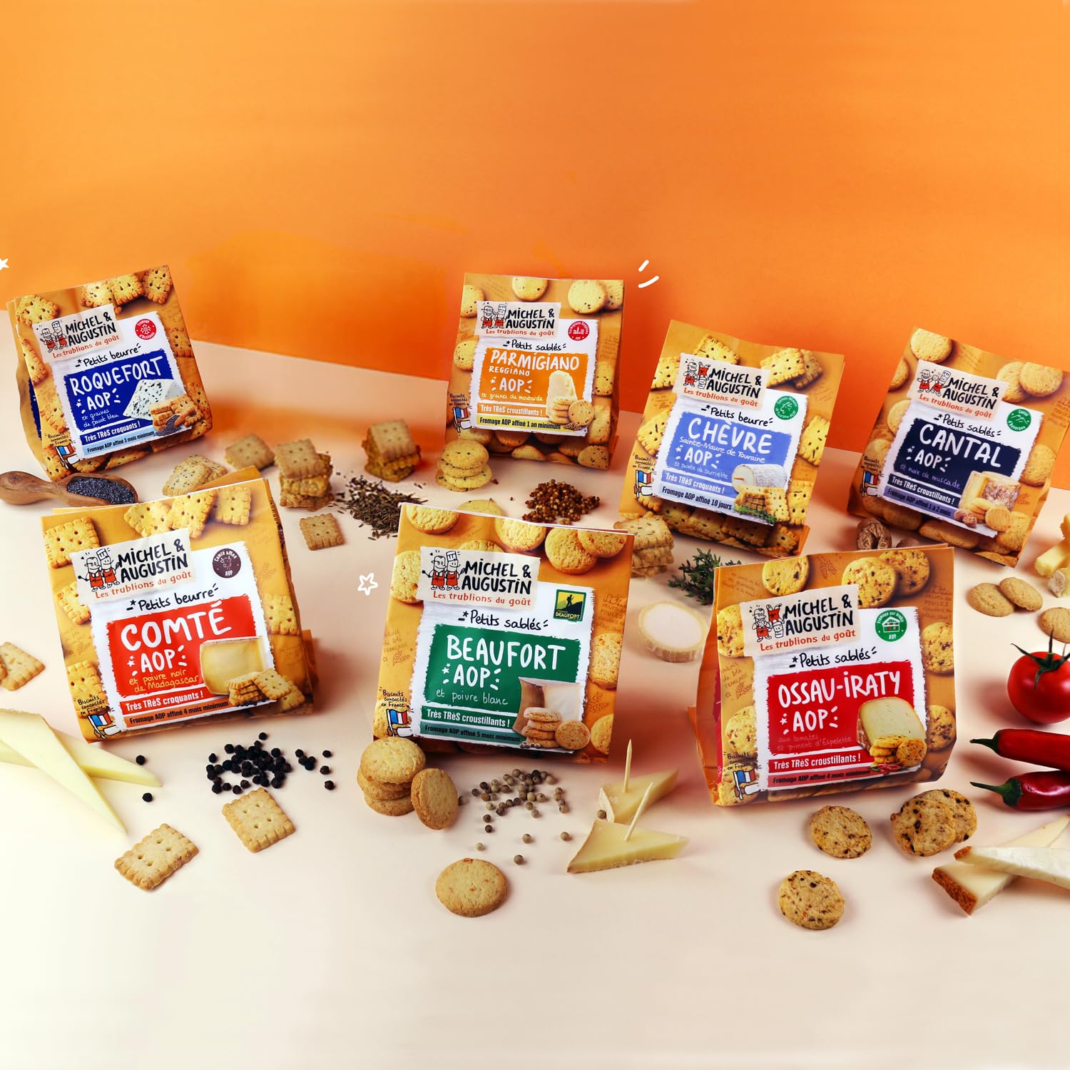 Michel & Augustin – Petits Beurre Salés au Comté AOP et Poivre Noir de Madagascar – Biscuits Apéritifs Gourmands – Fabriqués en France – 100g x 8 – Image 6