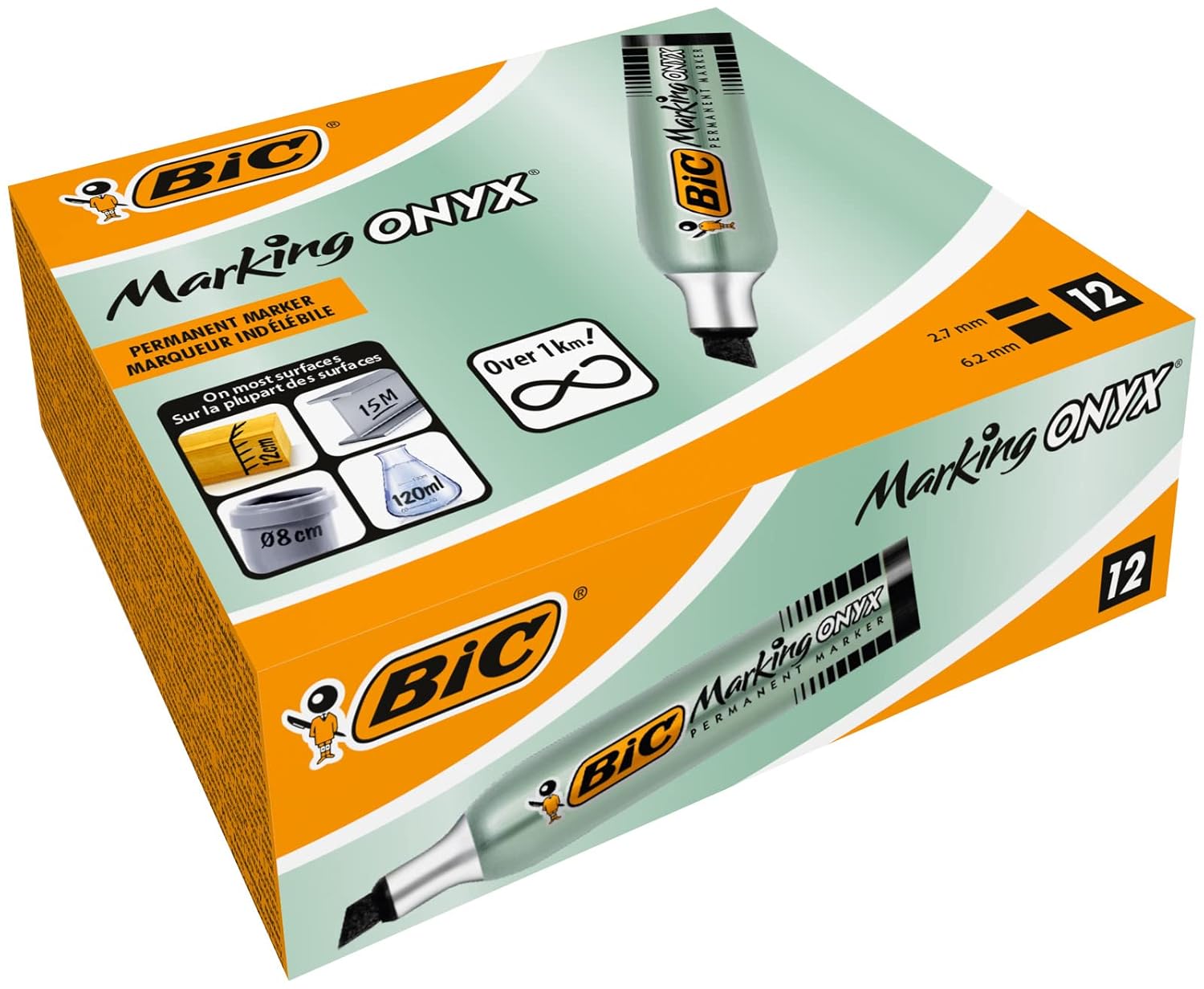 BIC Marking Onyx 1481 — Boîte de 12 marqueurs permanents noirs – Image 10