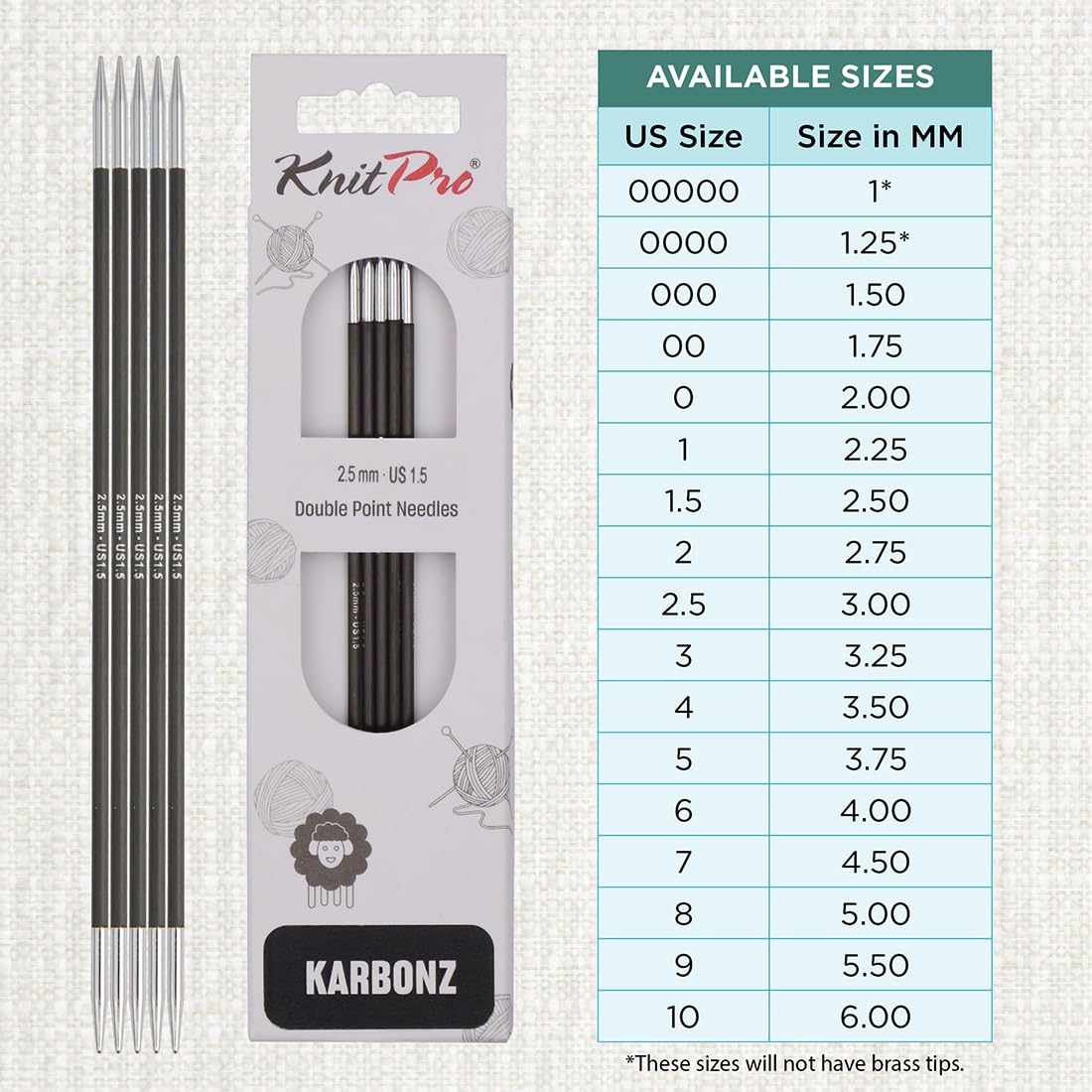 KNITPRO Karbonz — Aiguilles à double pointe 15 cm 2,5 mm – Image 11
