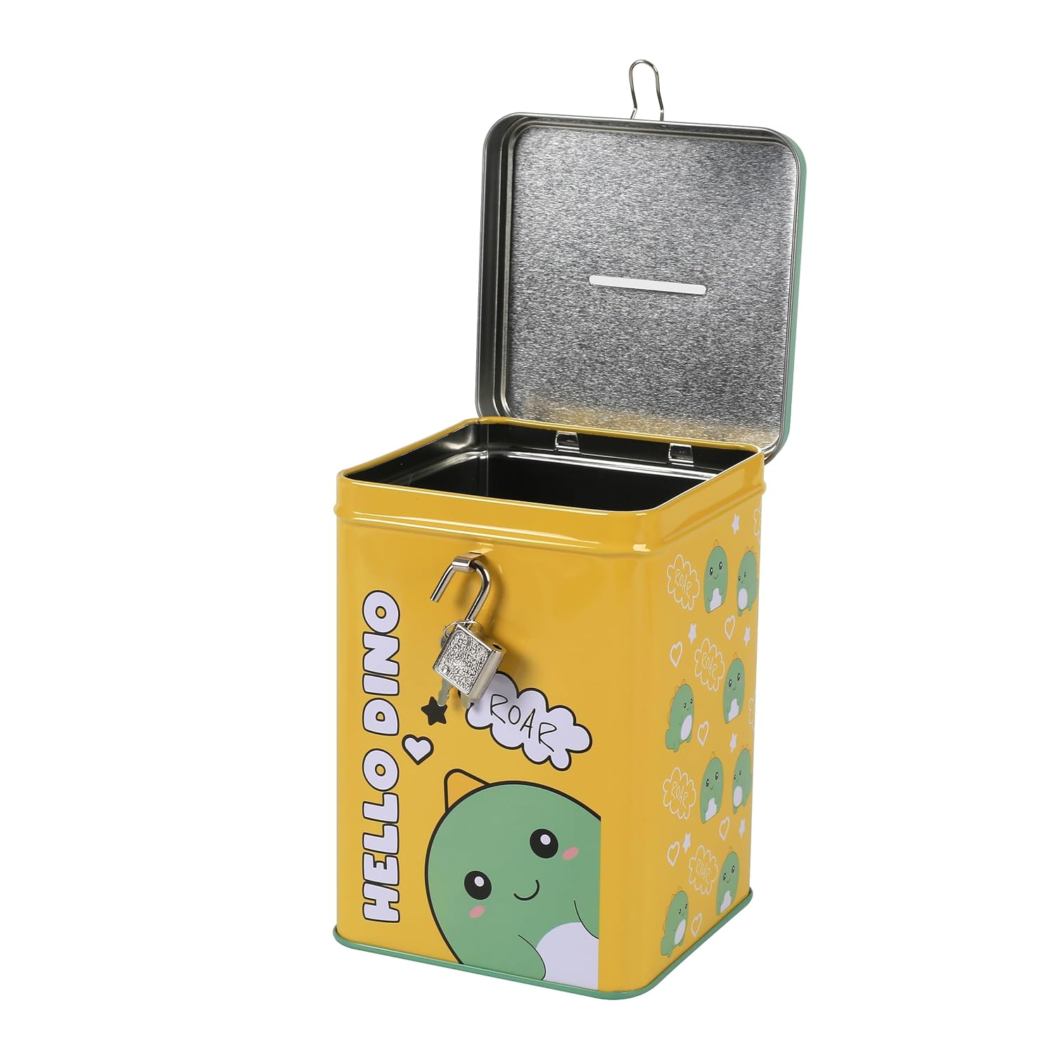 I-TOTAL — Tirelire en métal avec cadenas Hello Dino – Image 3