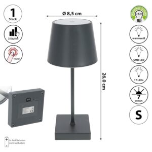 Alternative view of CEPEWA — Lampe de table LED tactile anthracite 26 cm