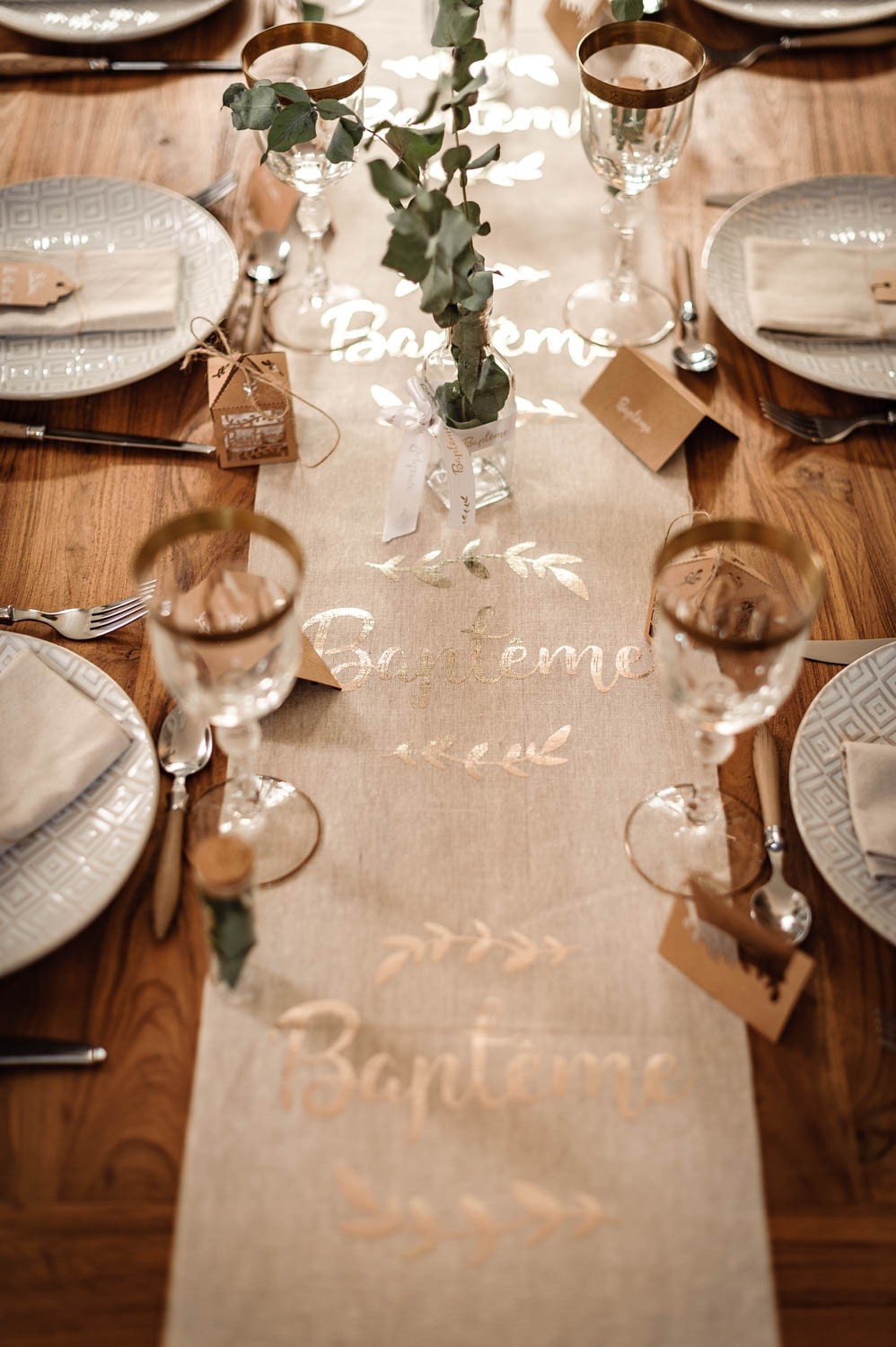 BAPTÊME — Chemin de table en lin 28 cm x 5 m – Image 4