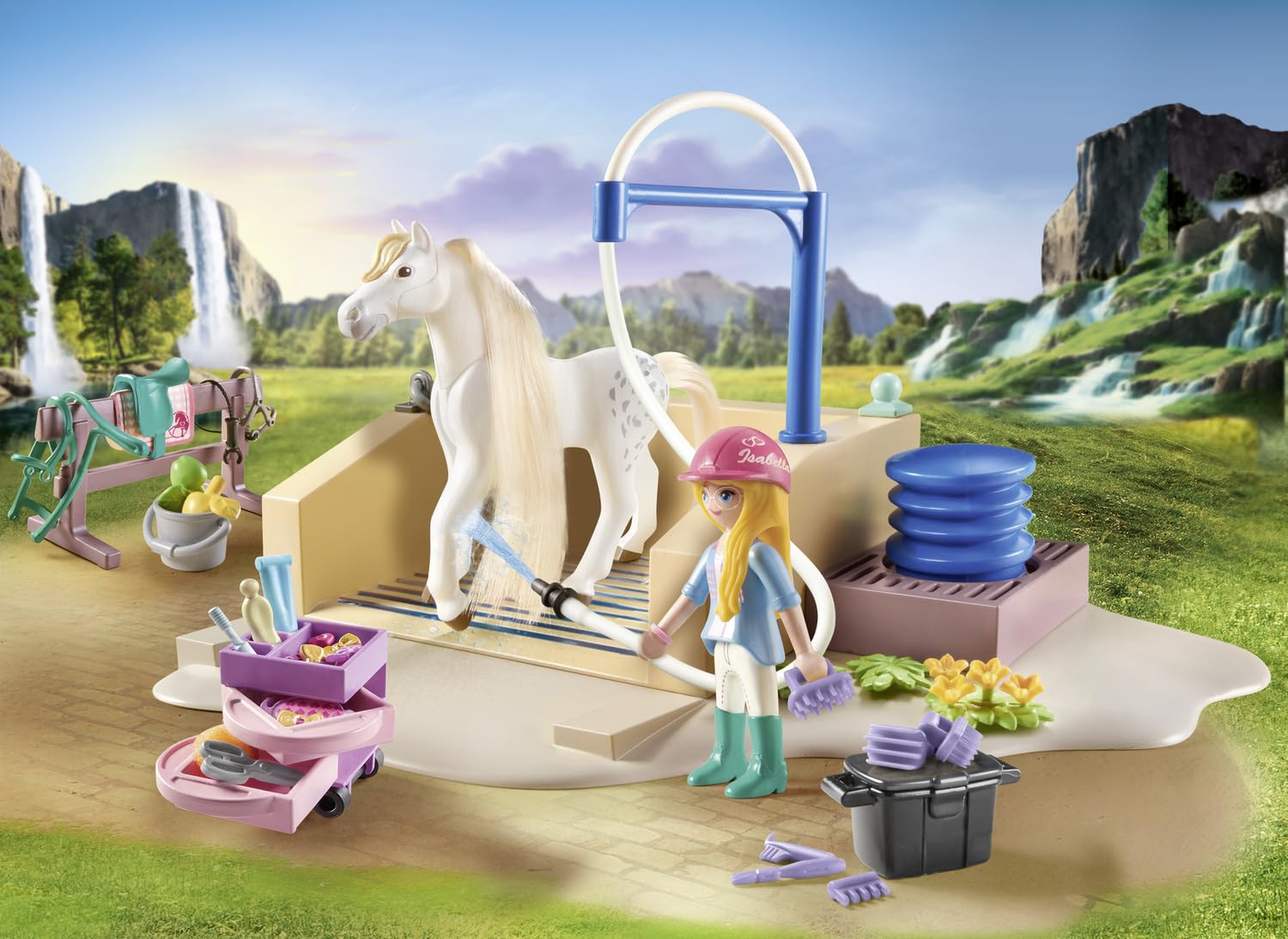 PLAYMOBIL Horses of Waterfall — Isabella & Lionne avec aire de lavage – Image 28