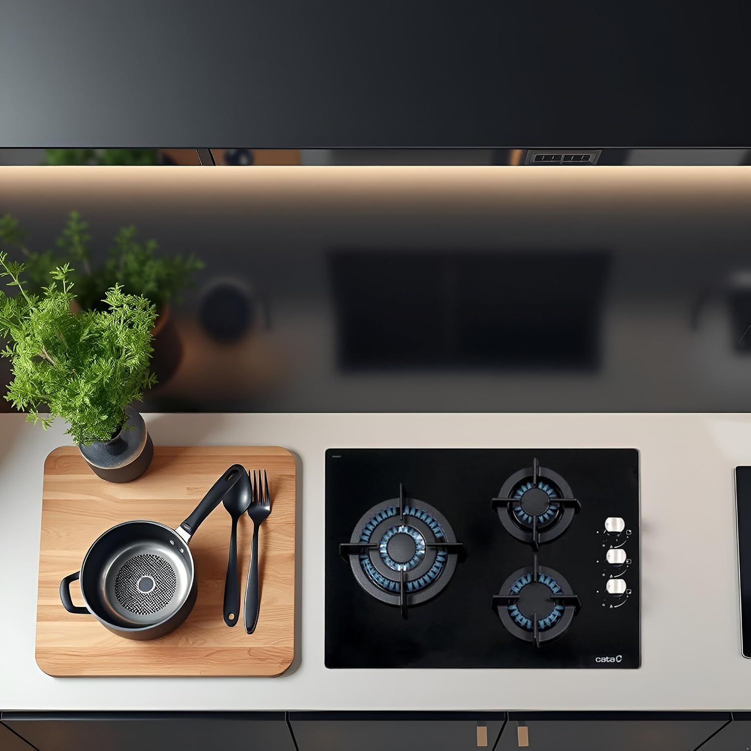 CATA Cristal CCI 5003 BK — Plaque de cuisson gaz 3 brûleurs 59 cm – Image 18
