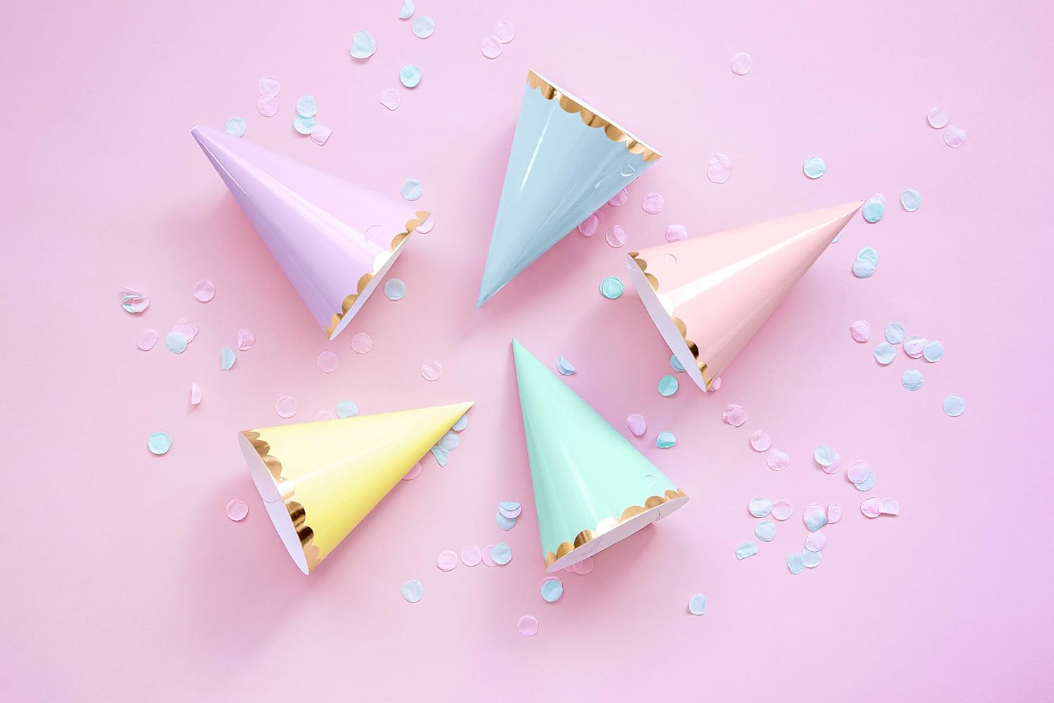 PARTYDECO — Lot de 6 Chapeaux à Cône Pastel – Image 2
