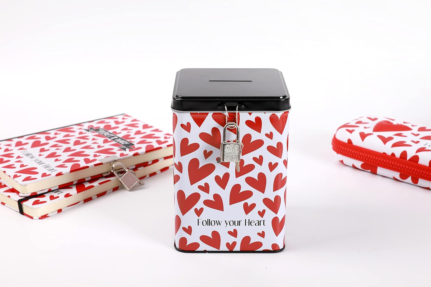 I-TOTAL — Tirelire en métal avec cadenas Follow Your Heart – Image 4