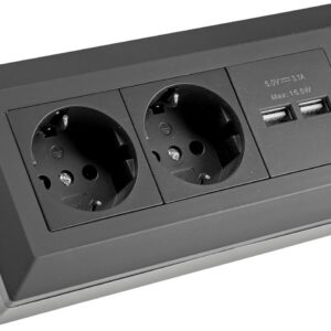 BLOC — Multiprise d'angle 2 prises et 2 ports USB-A Noir
