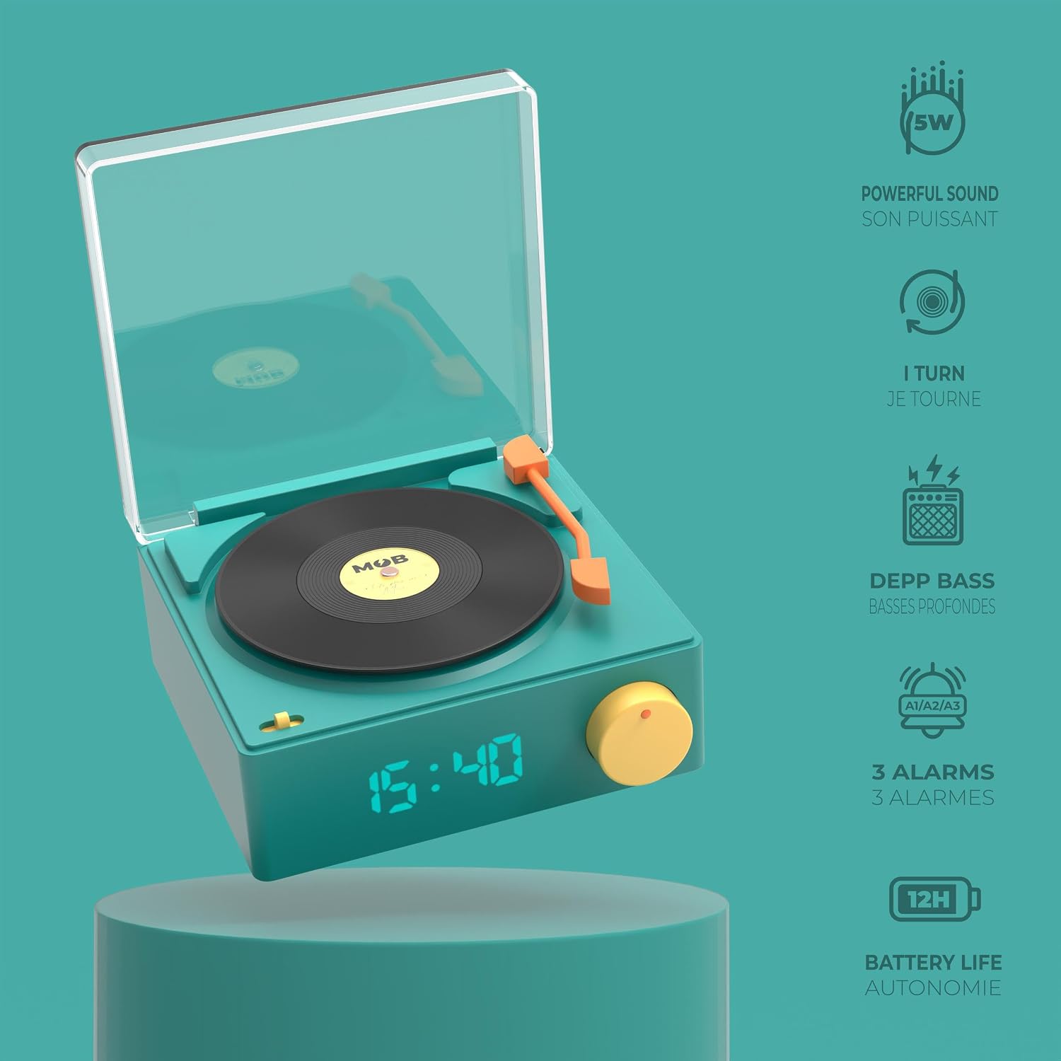 MOBILITY ON BOARD VS-80 — Enceinte et réveil bleu – Image 4