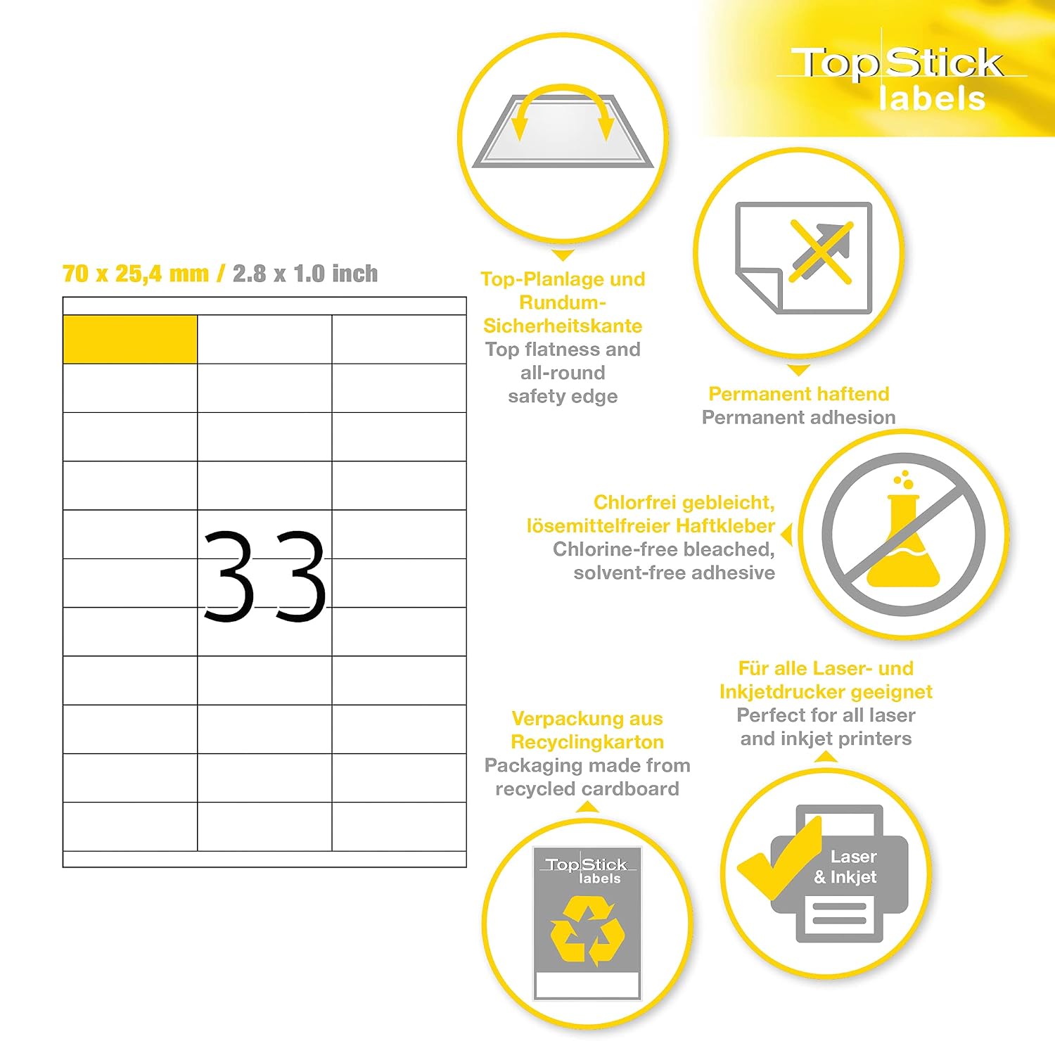 TOPSTICK — 3300 étiquettes autocollantes 70 x 25,4 mm – Image 14
